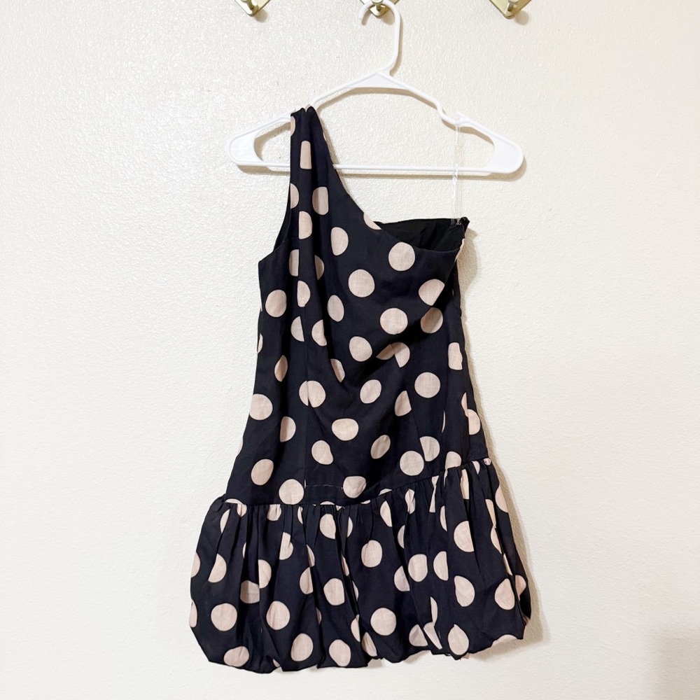 SNDYS x REVOLVE Briella One Shoulder Polka Dot Bubble Hem Mini Dress size Medium - Picture 5 of 9